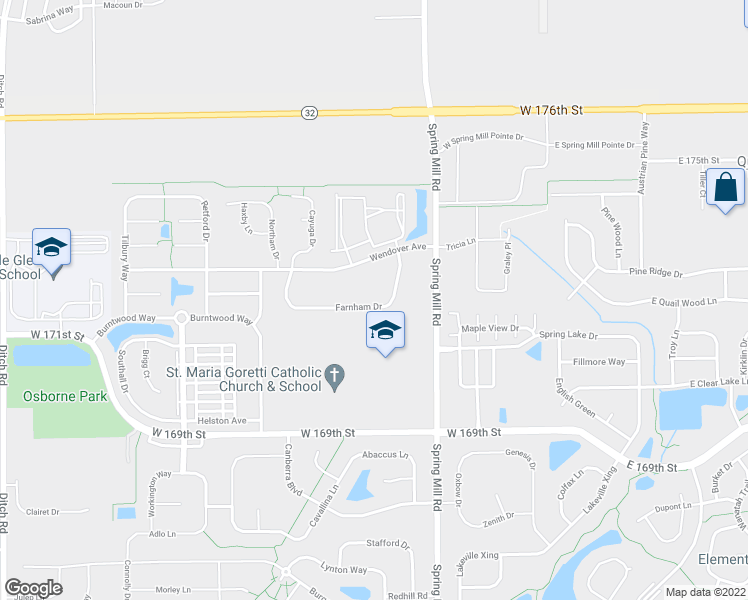 map of restaurants, bars, coffee shops, grocery stores, and more near 562 Farnham Drive in Westfield