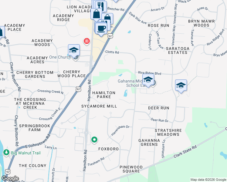 map of restaurants, bars, coffee shops, grocery stores, and more near 508 Hamilton Court in Columbus