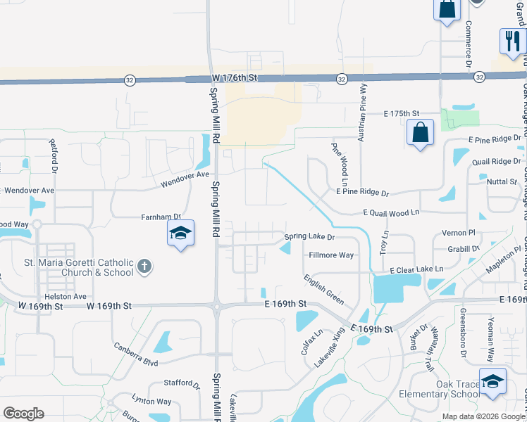 map of restaurants, bars, coffee shops, grocery stores, and more near 207 Moose Lane in Westfield