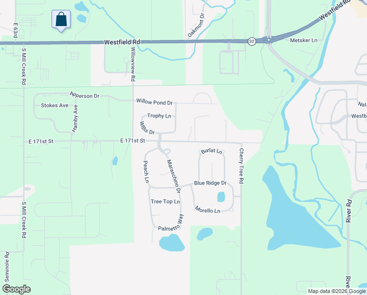 map of restaurants, bars, coffee shops, grocery stores, and more near 7177 East 171st Street in Noblesville