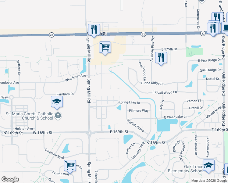 map of restaurants, bars, coffee shops, grocery stores, and more near 207 Moose Lane in Westfield