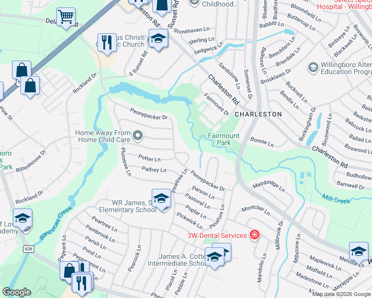 map of restaurants, bars, coffee shops, grocery stores, and more near 11 Partridge Turn in Willingboro