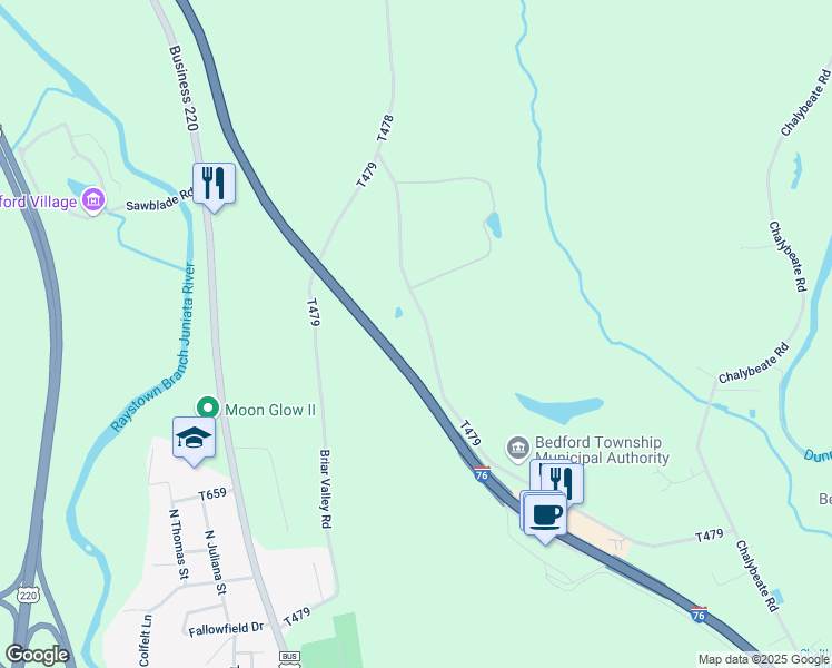 map of restaurants, bars, coffee shops, grocery stores, and more near 832 Shed Road in Bedford