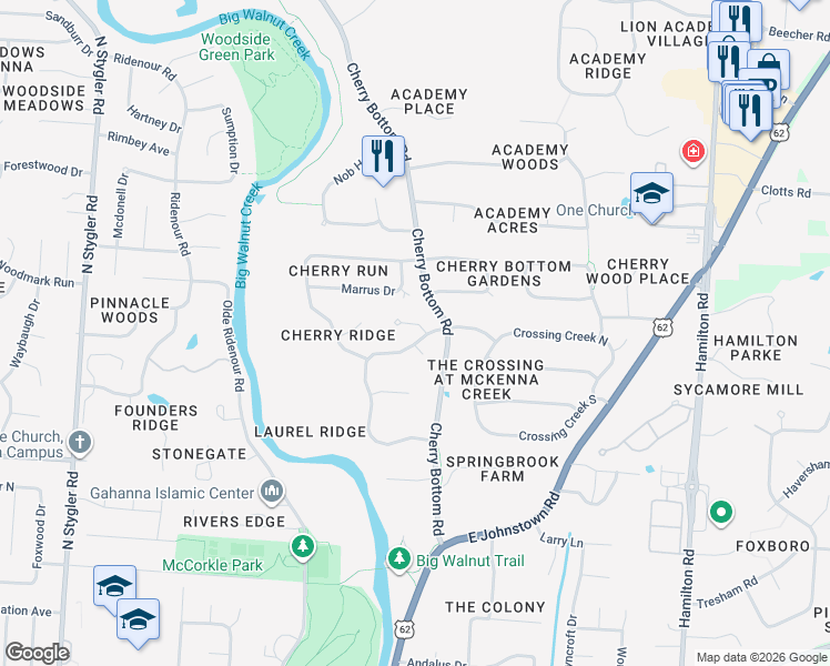 map of restaurants, bars, coffee shops, grocery stores, and more near 675 Vivian Court in Columbus