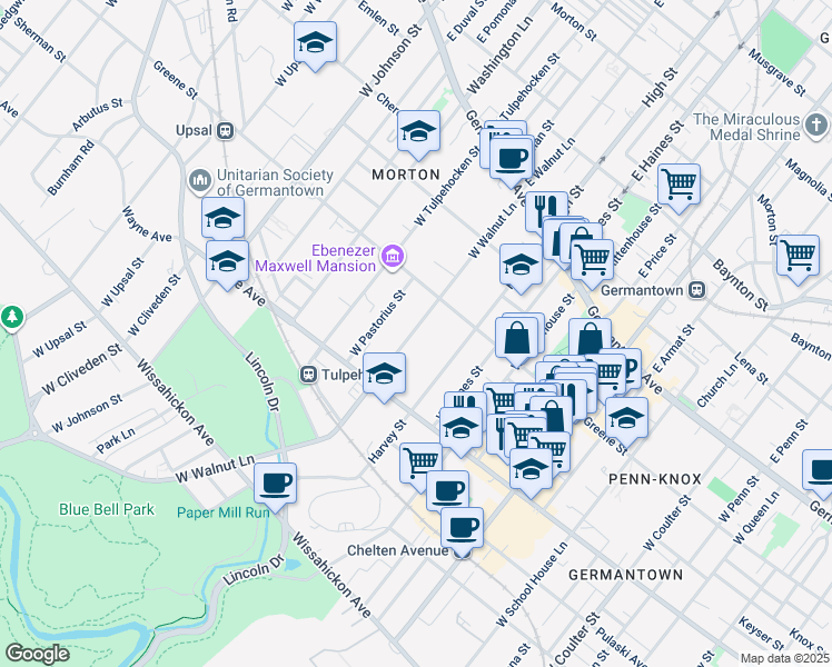 map of restaurants, bars, coffee shops, grocery stores, and more near in Philadelphia