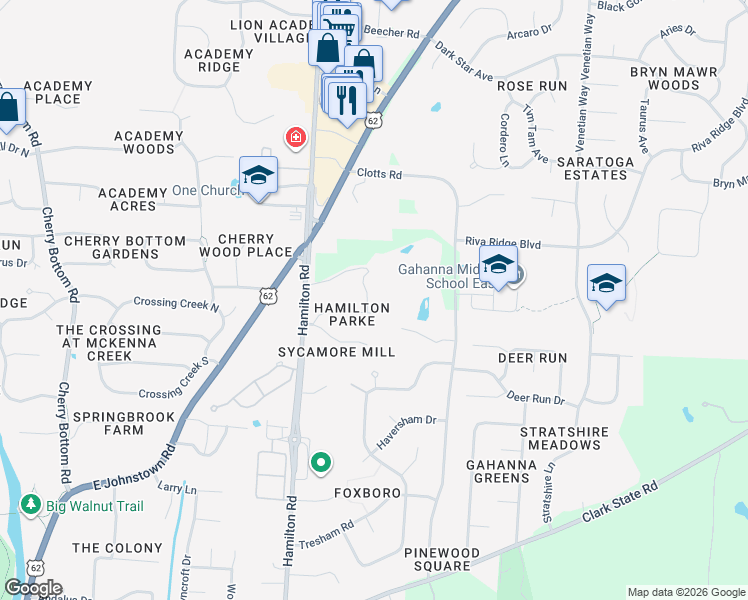 map of restaurants, bars, coffee shops, grocery stores, and more near 508 Hamilton Court in Columbus
