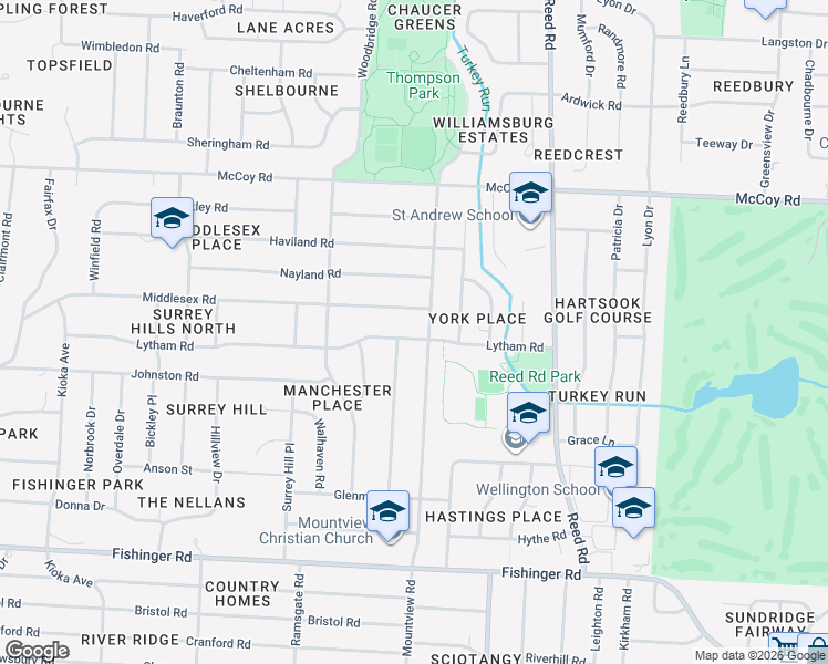 map of restaurants, bars, coffee shops, grocery stores, and more near in Upper Arlington