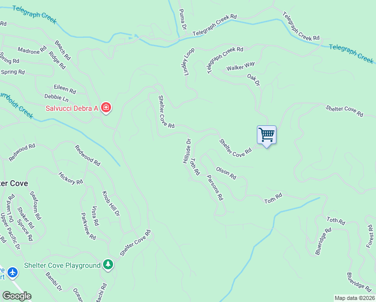 map of restaurants, bars, coffee shops, grocery stores, and more near 401-793 Hillside Dr in Whitethorn