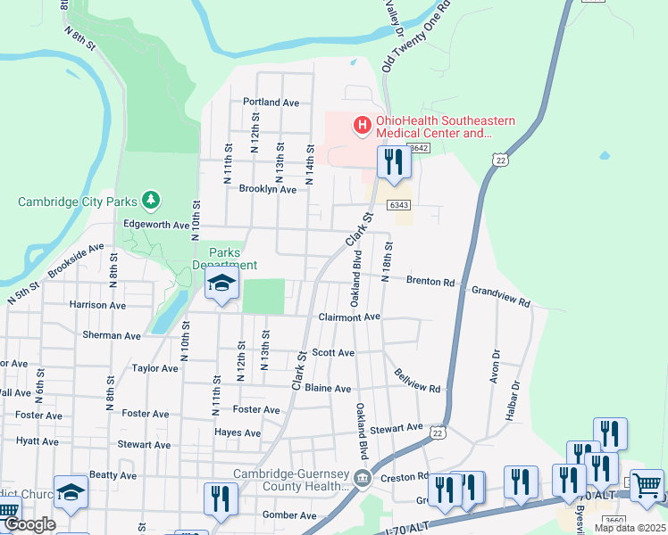 map of restaurants, bars, coffee shops, grocery stores, and more near 1018 Clark Street in Cambridge
