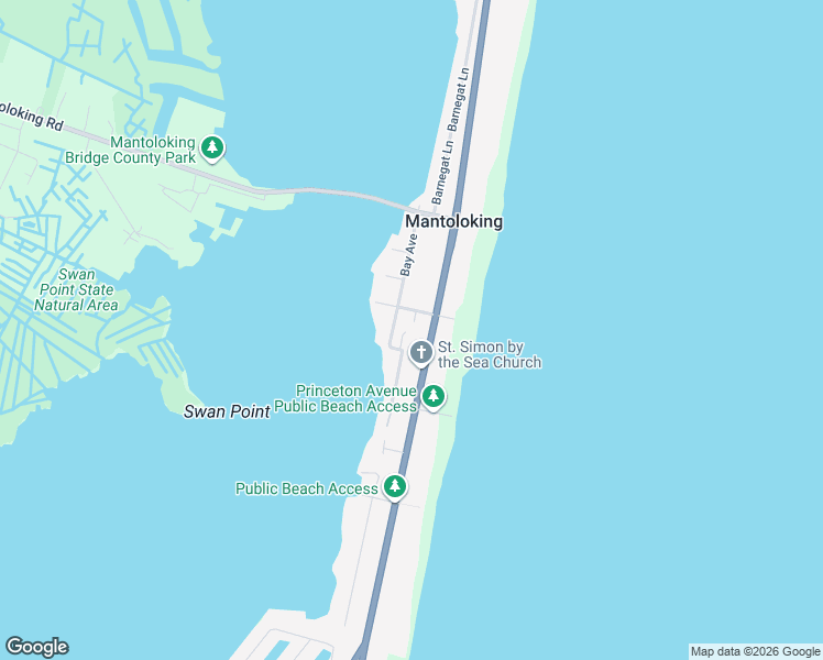 map of restaurants, bars, coffee shops, grocery stores, and more near 3 Arnold Street in Mantoloking