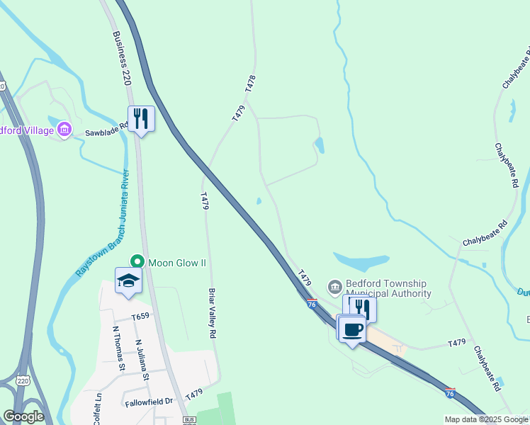 map of restaurants, bars, coffee shops, grocery stores, and more near 832 Shed Road in Bedford