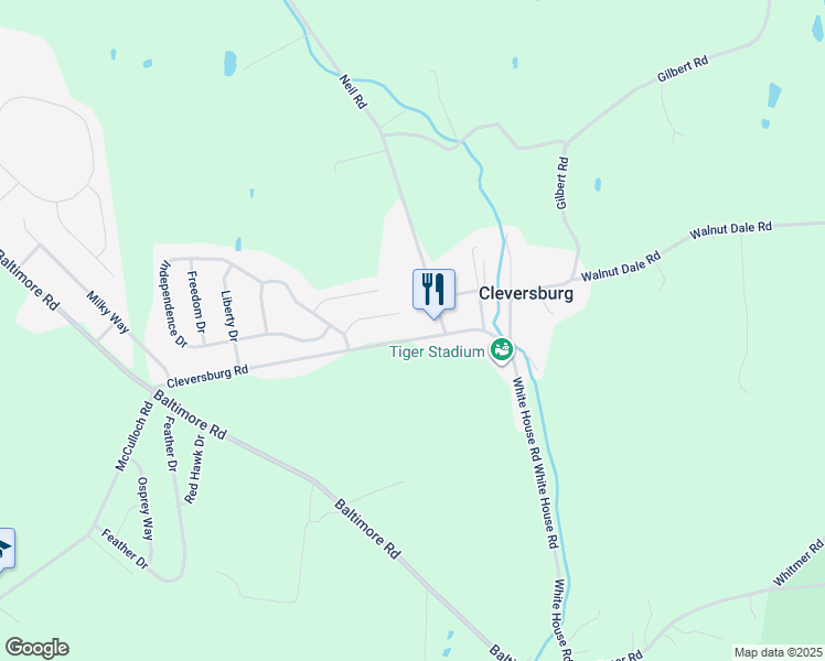map of restaurants, bars, coffee shops, grocery stores, and more near 105 Cleversburg Road in Shippensburg