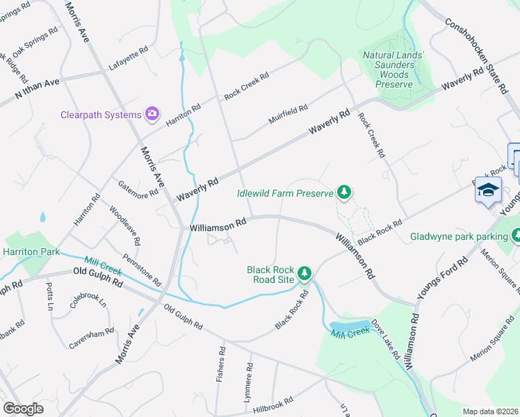 map of restaurants, bars, coffee shops, grocery stores, and more near 701 Mount Pleasant Road in Bryn Mawr