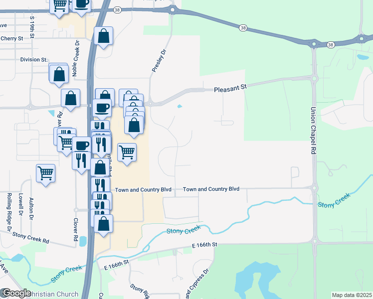 map of restaurants, bars, coffee shops, grocery stores, and more near 10107 Bolcom Ct in Noblesville