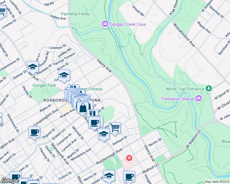 map of restaurants, bars, coffee shops, grocery stores, and more near 635 Dupont Street in Philadelphia