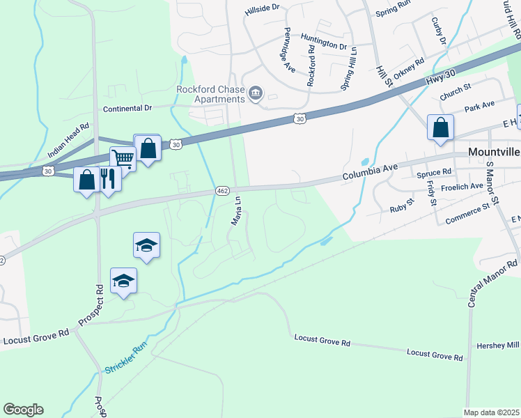 map of restaurants, bars, coffee shops, grocery stores, and more near 151 Strickler Run Drive in Columbia