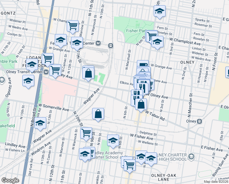 map of restaurants, bars, coffee shops, grocery stores, and more near 5518 North 7th Street in Philadelphia