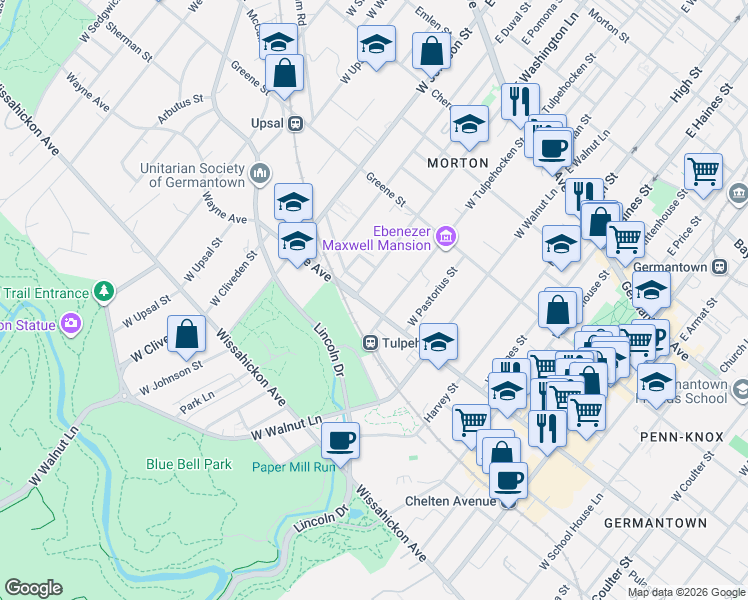map of restaurants, bars, coffee shops, grocery stores, and more near in Philadelphia