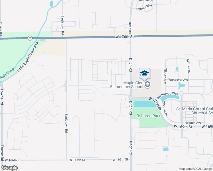 map of restaurants, bars, coffee shops, grocery stores, and more near 17162 Ditch Road in Westfield
