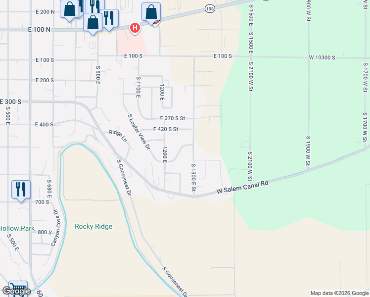 map of restaurants, bars, coffee shops, grocery stores, and more near 548 South 2300 West in Payson