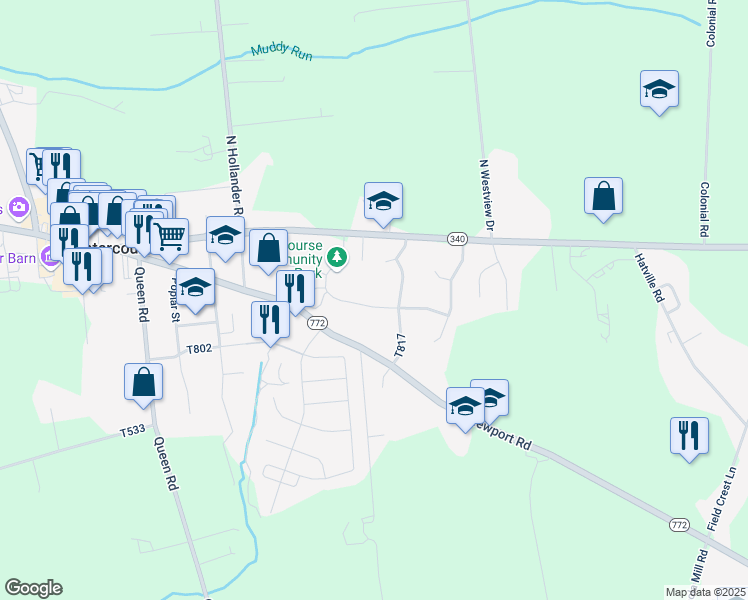 map of restaurants, bars, coffee shops, grocery stores, and more near 3735 Country Lane in Gordonville