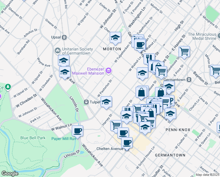 map of restaurants, bars, coffee shops, grocery stores, and more near in Philadelphia