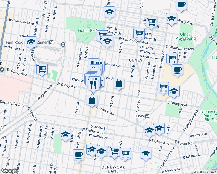 map of restaurants, bars, coffee shops, grocery stores, and more near 5605 North 4th Street in Philadelphia