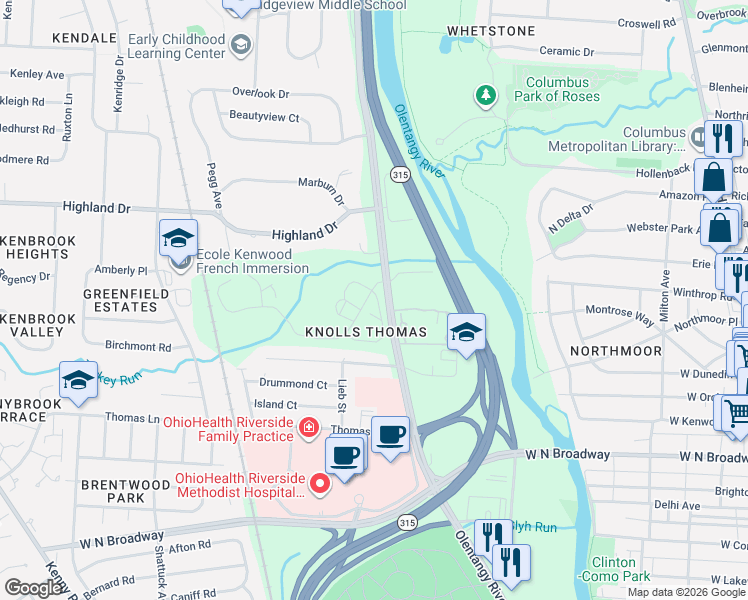 map of restaurants, bars, coffee shops, grocery stores, and more near 3707-3725 Olentangy River Rd in Columbus