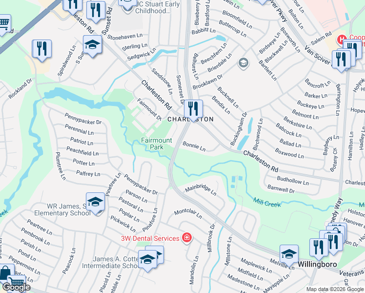 map of restaurants, bars, coffee shops, grocery stores, and more near 39 Bonnie Lane in Willingboro