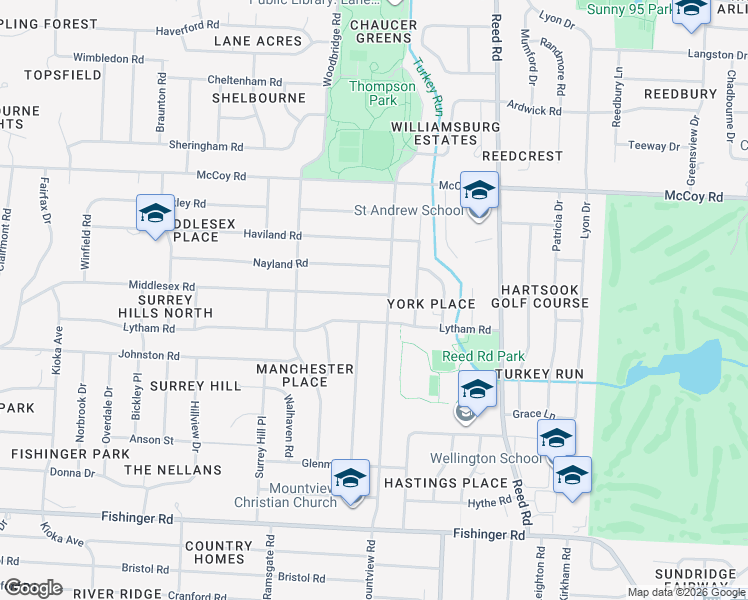 map of restaurants, bars, coffee shops, grocery stores, and more near in Upper Arlington