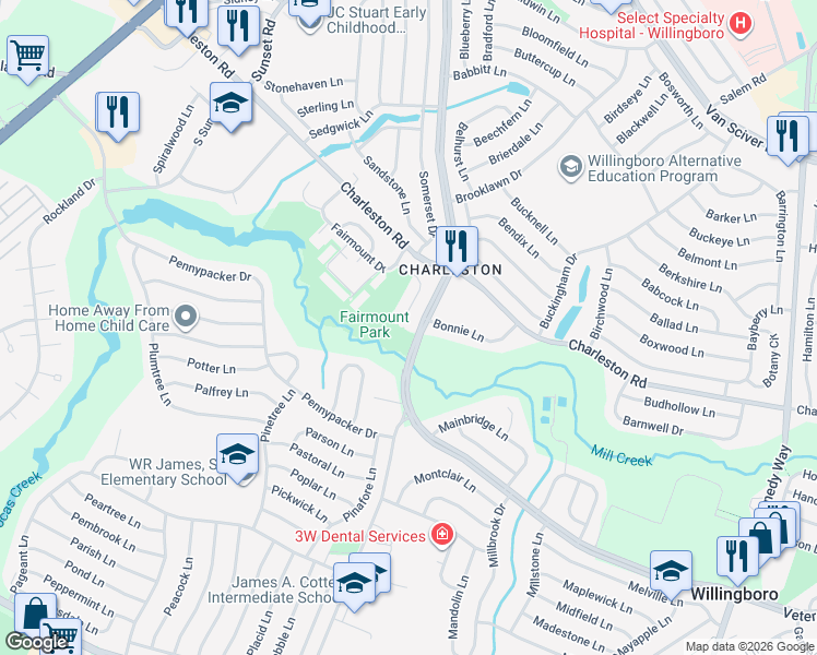 map of restaurants, bars, coffee shops, grocery stores, and more near 42 Fleetwood Place in Willingboro
