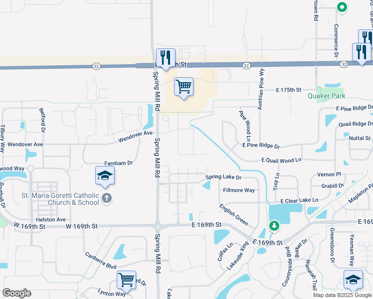 map of restaurants, bars, coffee shops, grocery stores, and more near 279 Moose Lane in Westfield