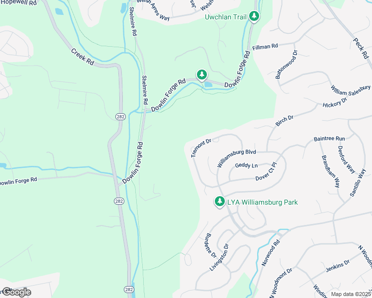 map of restaurants, bars, coffee shops, grocery stores, and more near 822 Tremont Drive in Downingtown