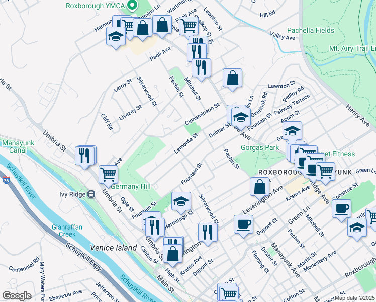 map of restaurants, bars, coffee shops, grocery stores, and more near 338 Delmar Street in Philadelphia