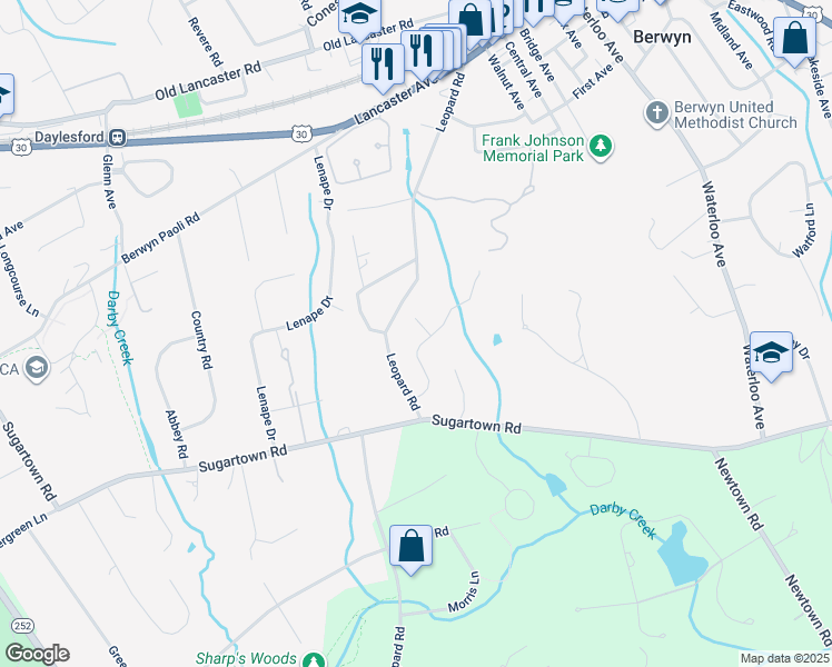 map of restaurants, bars, coffee shops, grocery stores, and more near 1099 James Lane in Berwyn