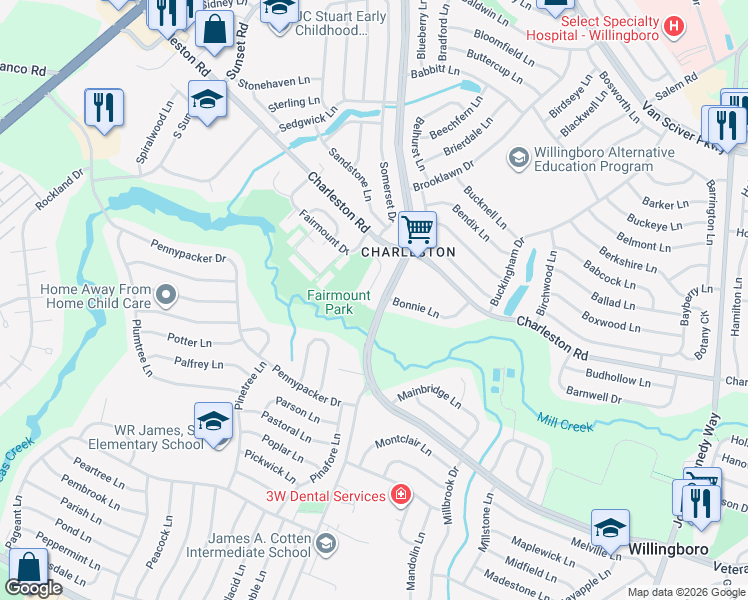 map of restaurants, bars, coffee shops, grocery stores, and more near 42 Fleetwood Place in Willingboro