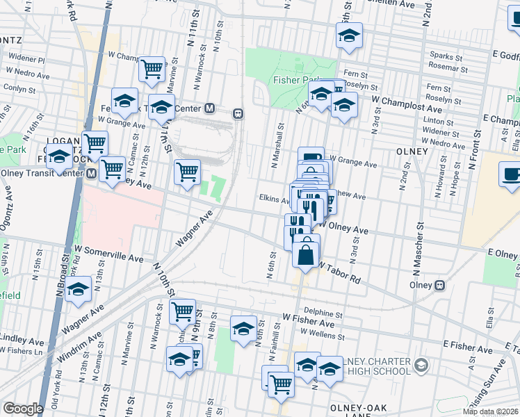 map of restaurants, bars, coffee shops, grocery stores, and more near 618 West Olney Avenue in Philadelphia
