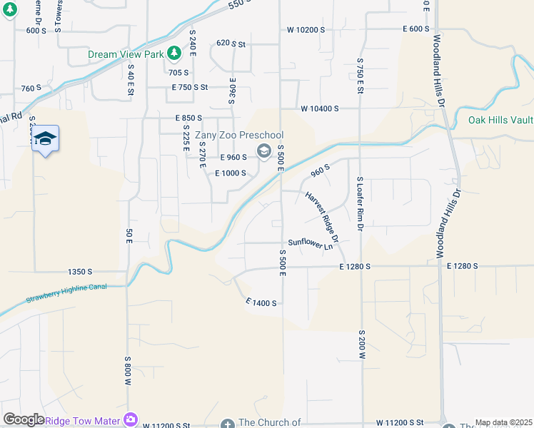 map of restaurants, bars, coffee shops, grocery stores, and more near 1125 South 400 East Street in Salem