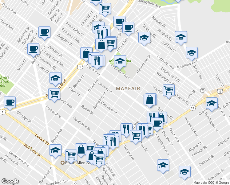 map of restaurants, bars, coffee shops, grocery stores, and more near 3029 Disston Street in Philadelphia