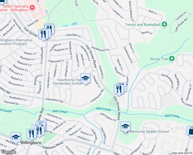 map of restaurants, bars, coffee shops, grocery stores, and more near 16 Haskell Lane in Willingboro