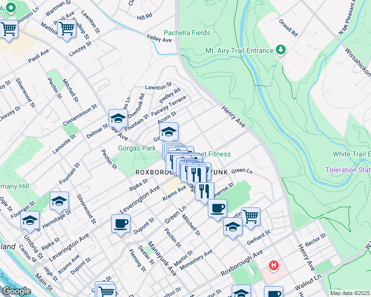 map of restaurants, bars, coffee shops, grocery stores, and more near 539 Hermitage Street in Philadelphia