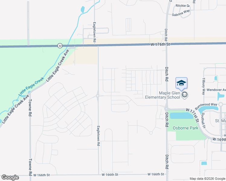 map of restaurants, bars, coffee shops, grocery stores, and more near 17182 Eagletown Road in Westfield