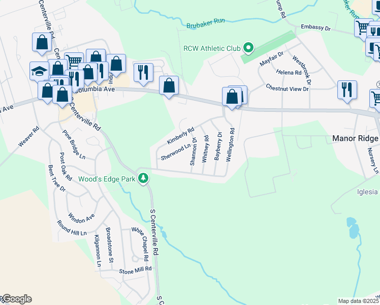 map of restaurants, bars, coffee shops, grocery stores, and more near 114 Shannon Drive in Lancaster