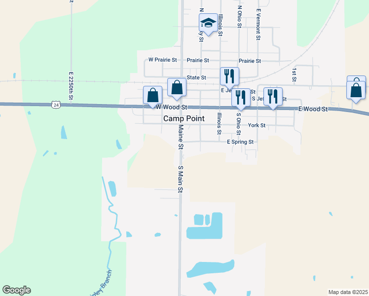 map of restaurants, bars, coffee shops, grocery stores, and more near 514 South Main Street in Camp Point