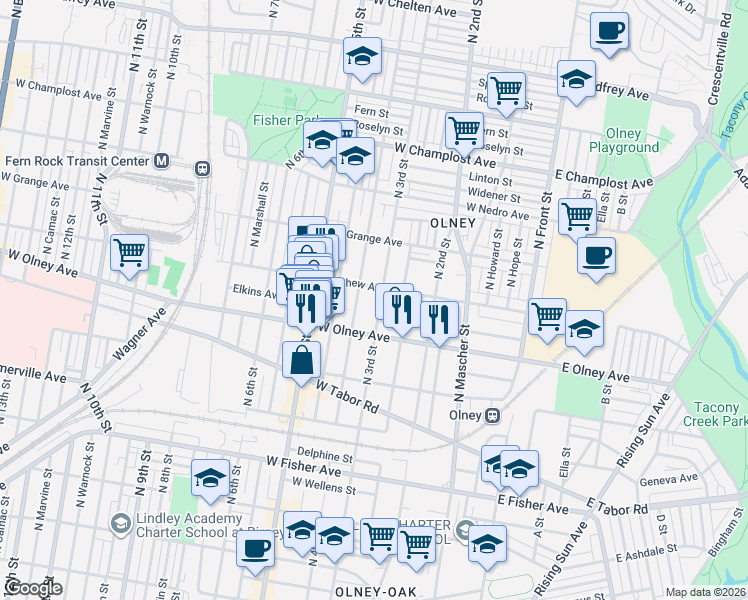 map of restaurants, bars, coffee shops, grocery stores, and more near 5613 North 3rd Street in Philadelphia