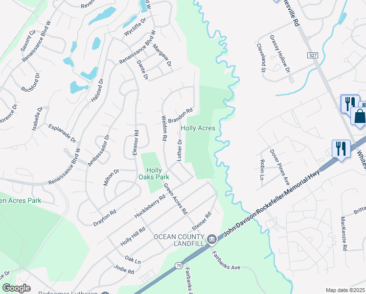 map of restaurants, bars, coffee shops, grocery stores, and more near 180 Luther Drive in Manchester Township