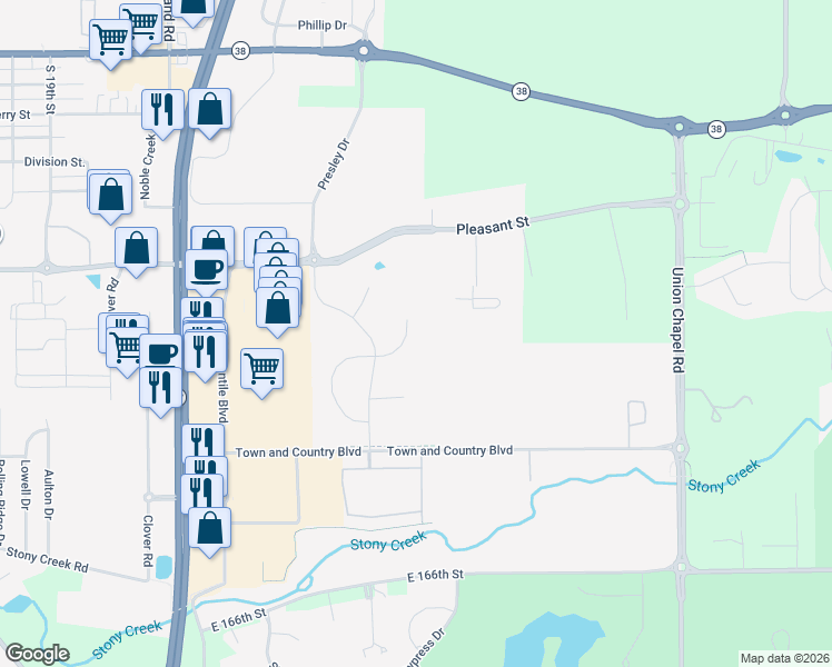 map of restaurants, bars, coffee shops, grocery stores, and more near 10193 Adler Court in Noblesville