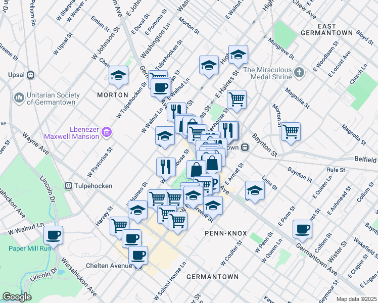 map of restaurants, bars, coffee shops, grocery stores, and more near in Philadelphia