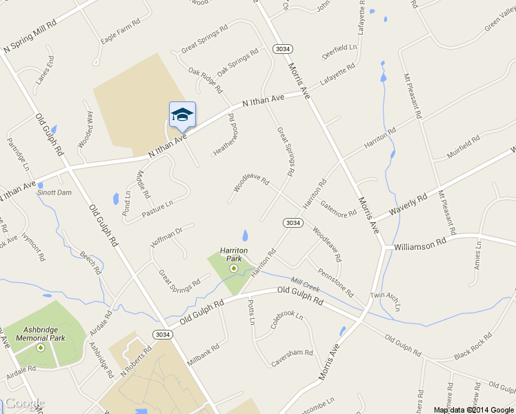 map of restaurants, bars, coffee shops, grocery stores, and more near 614 Great Springs Road in Bryn Mawr