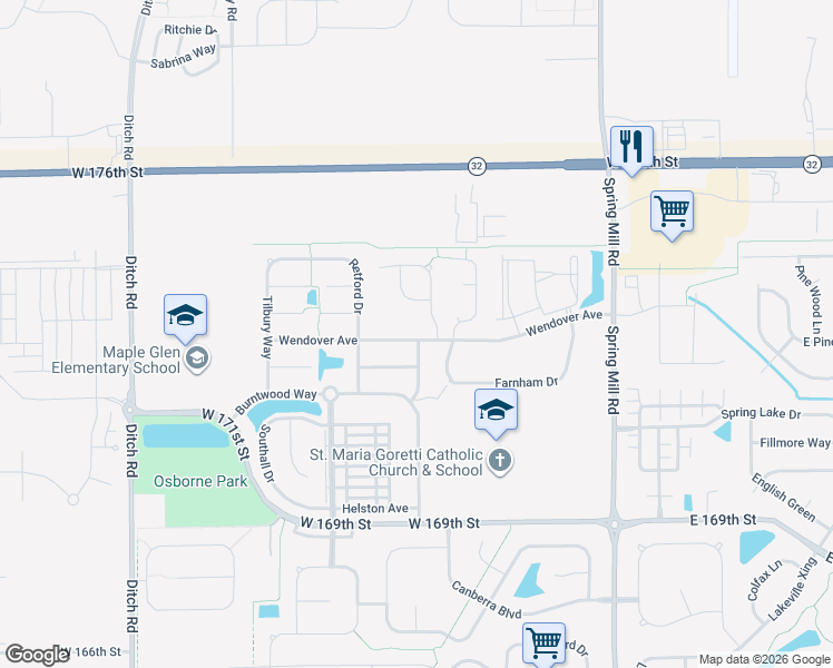 map of restaurants, bars, coffee shops, grocery stores, and more near 802 Wendover Avenue in Westfield